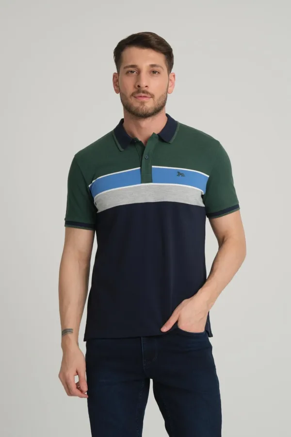 Tshirt polo pour homme manches courtes en bleu