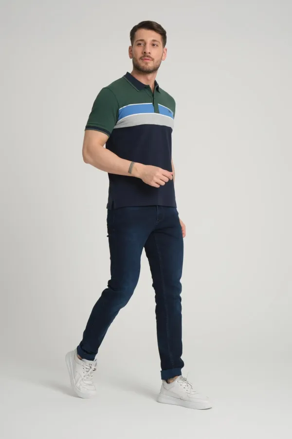 Tshirt polo pour homme manches courtes en bleu – Image 2