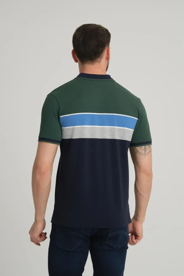 Tshirt polo pour homme manches courtes en bleu – Image 3