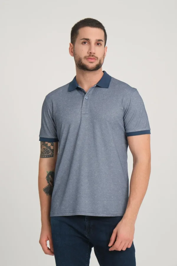 Tshirt polo pour homme coupe classique en bleu