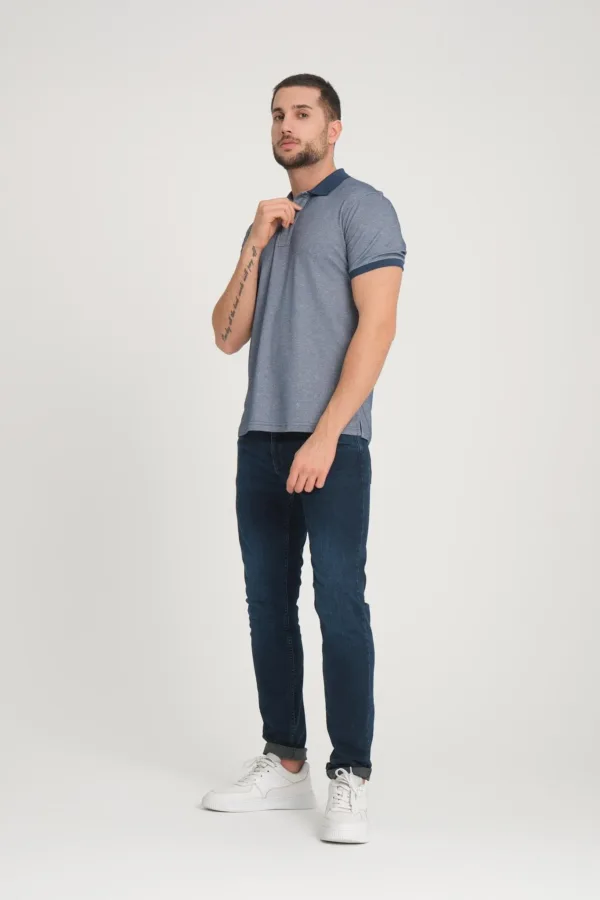 Tshirt polo pour homme coupe classique en bleu – Image 2