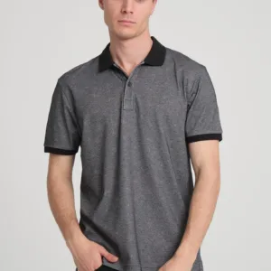 Tshirt à col polo pour homme en noir