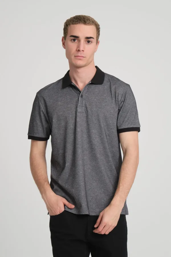 Tshirt à col polo pour homme en noir
